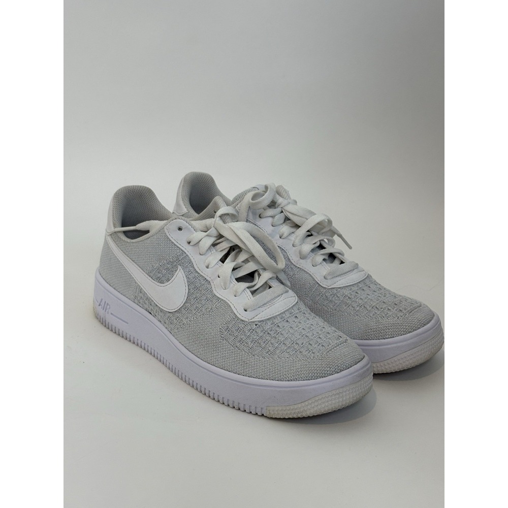 Nike Shoes Men 9 Air Force 1 Flyknit Low 2.0 White Platinum Preppy  AV3042-100